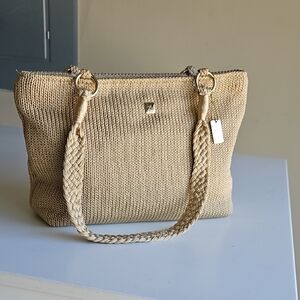 Elegant Cream Woven Tote Bag